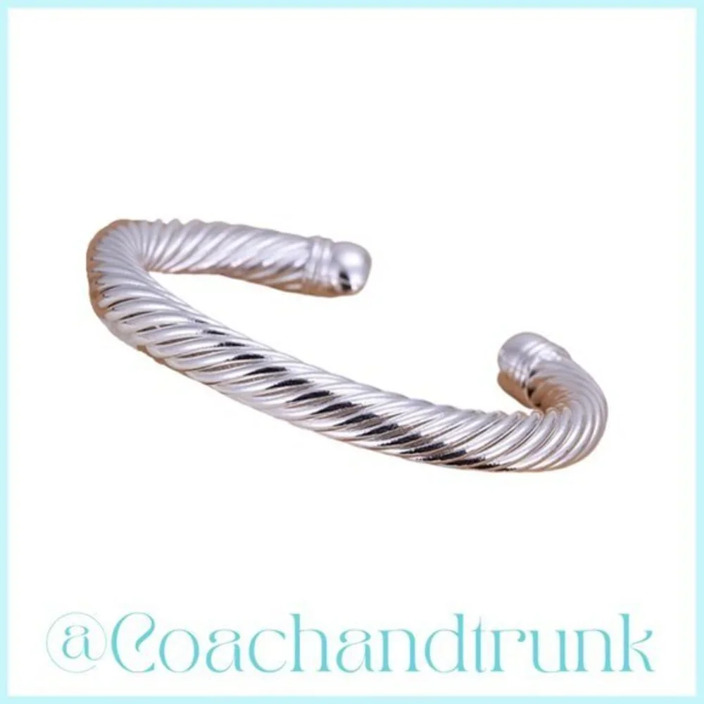 Twisted Silver Torque Bangle Cuff Bracelet Unisex NWT